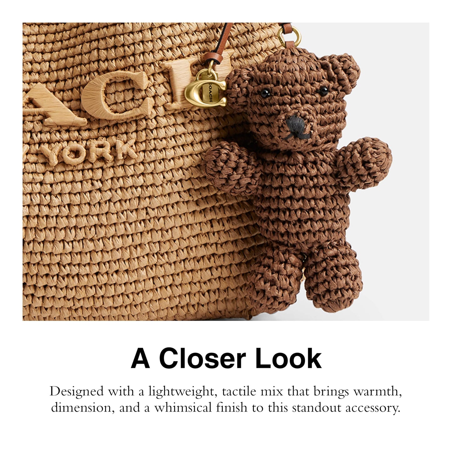 Woven Natural Straw Bag Charm Keychain Accessory