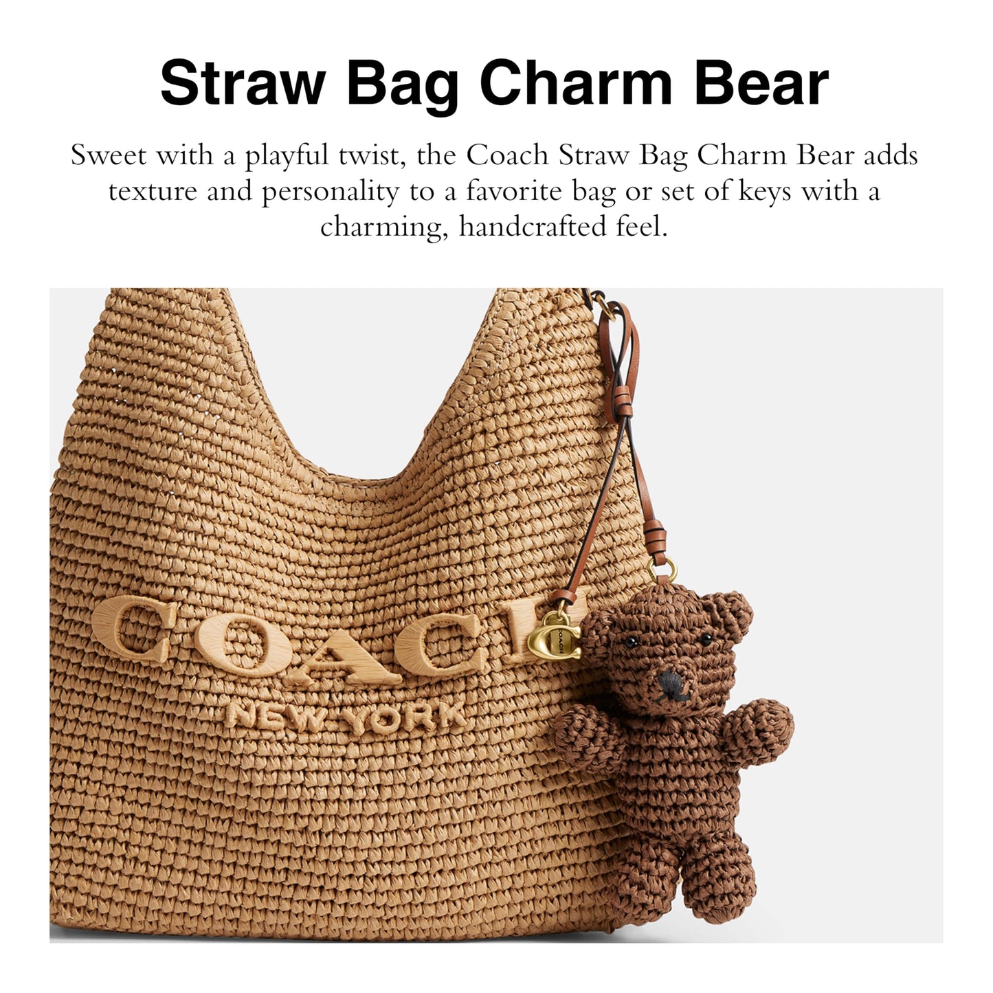 Woven Natural Straw Bag Charm Keychain Accessory